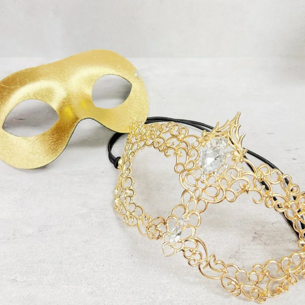 Vintage mask, theatrical mask, 2 in 1 Gold mask, cosplay mask, Prom mask